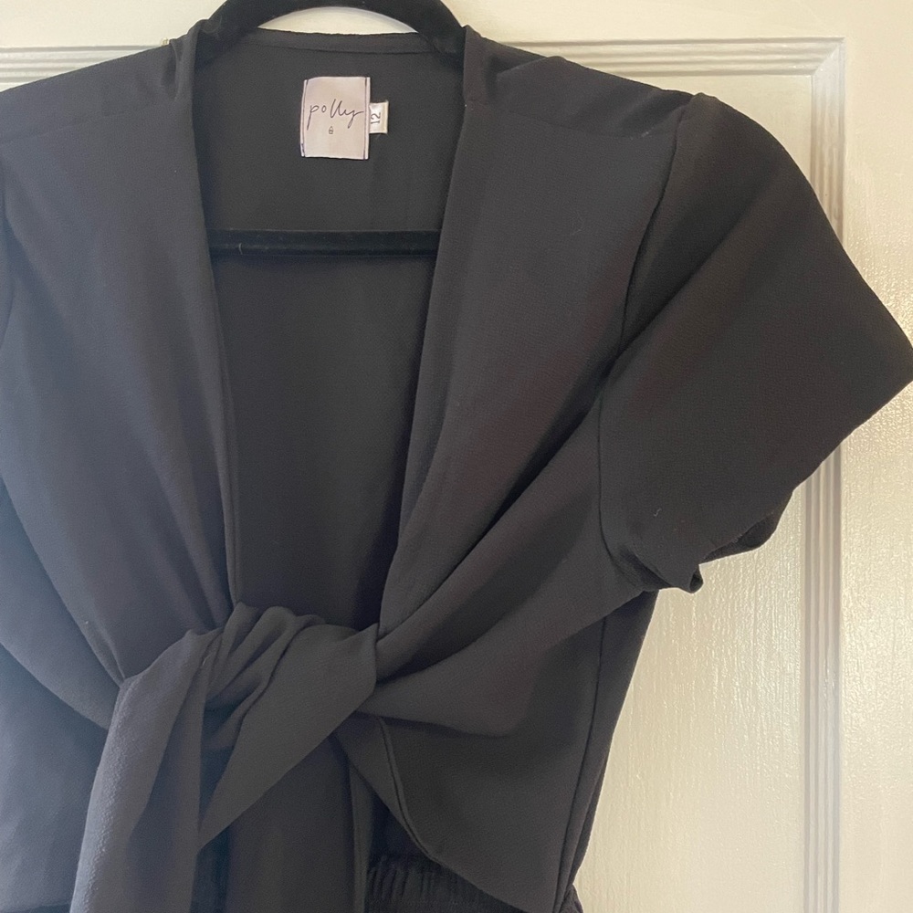 Princess Polly Black Romper with Tie Front